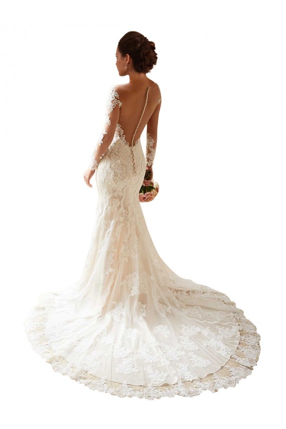 Online Long Sleeves Maermaid Sweetheart Lace Wedding Dress UK