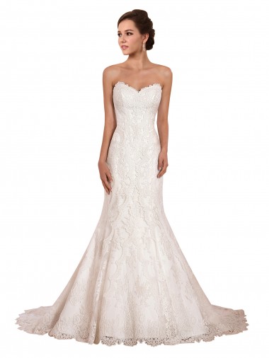 Online Sweetheart Neckline Sexy Mermaid Lace Wedding Dress UK