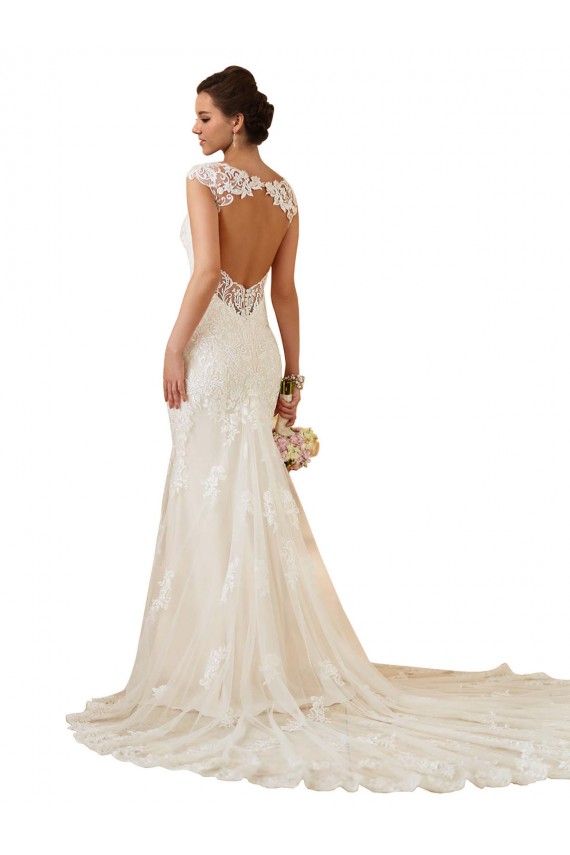 Online Modern Chapel Train Sweetheart Mermaid Lace Wedding Dress with Keyhole Back UK