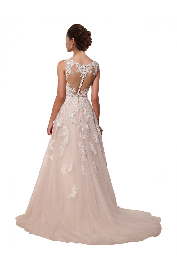 Online Sweetheart A-Line Tulle Wedding Dress with Lace Illusion Back UK