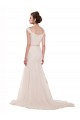 Online Cap Sleeves Off the Shoulder Ruched Mermaid Tulle Beach Wedding Dress UK
