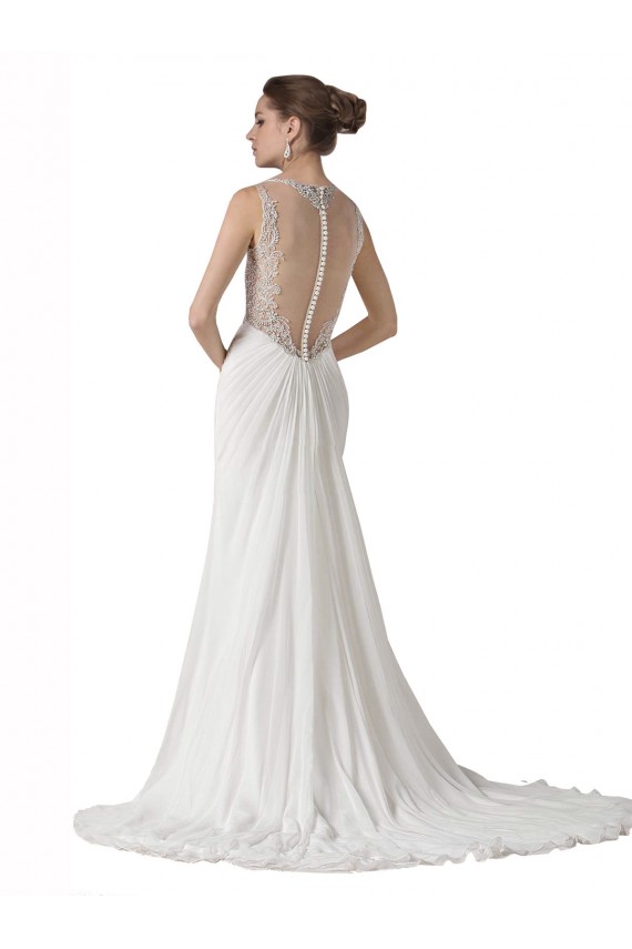 Online Sweetheart Sheath Chiffon Beach Wedding Dress with Beaded Belts UK