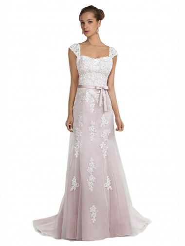 Online Strapless Mermaid Tulle Lace Beach Wedding Dress with Belt UK