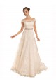 Online Off the Shoulder Illusion Back A-Line Lace Beach Wedding Dress UK
