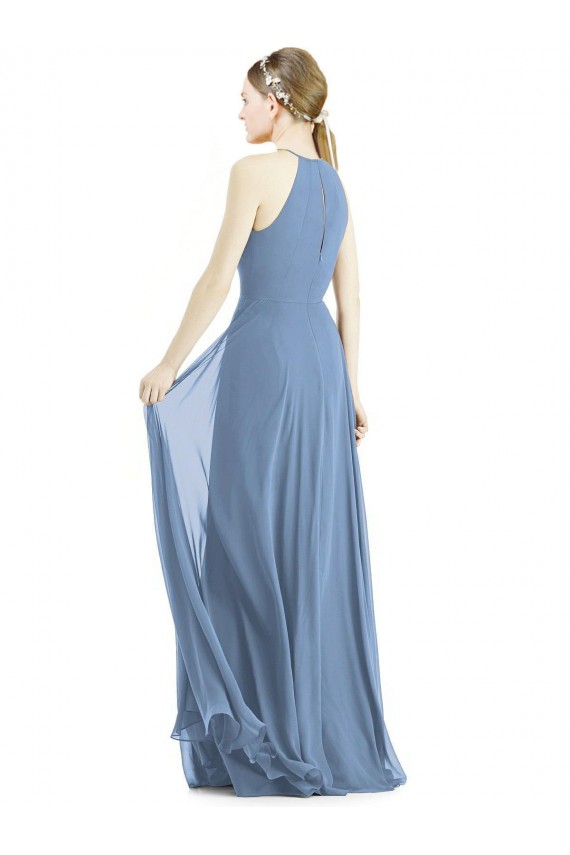 Online Keyhole Halter Chiffon Maxi Bridesmaid Dress UK