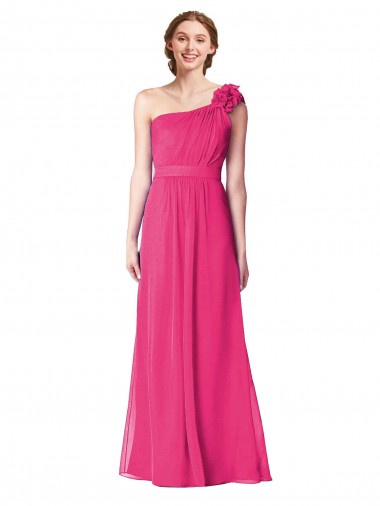 Online Full Length One Shoulder Chiffon Bridesmaid Dress UK