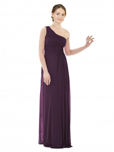 Online Draped One Shoulder Full Length Chiffon Bridesmaid Dress UK