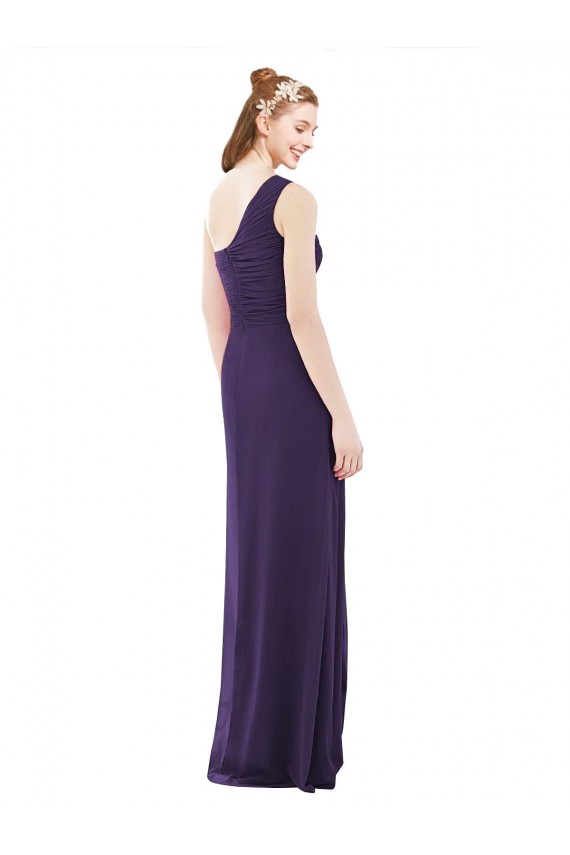 Online Draped One Shoulder Full Length Chiffon Bridesmaid Dress UK