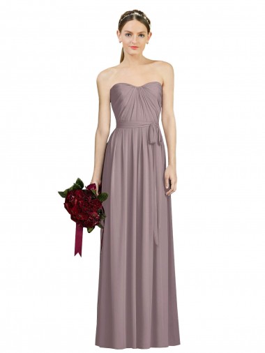 Online Sweetheart Neckline Long Full Length Chiffon Bridesmaid Dress UK