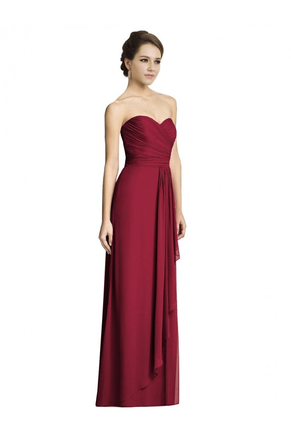 Online Long Strapless Chiffon Bridesmaid Dress with Side Slit UK