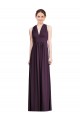 Online Long Chiffon V-Neck Bridesmaid Dress with Shirred Bodice UK