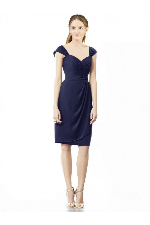 Online Cocktail Length Short Cap Sleeves Chiffon Bridesmaid Dress UK