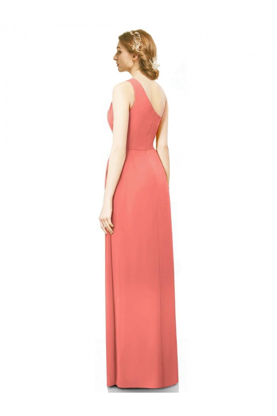 Online Draped Full Length One Shoulder Chiffon Bridesmaid Dress UK