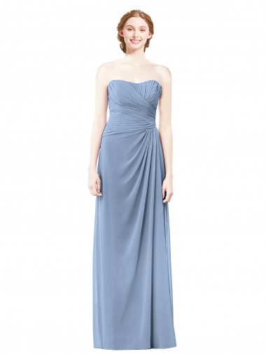Online Strapless Long Chiffon Bridesmaid Dress with Sweetheart Neckline UK