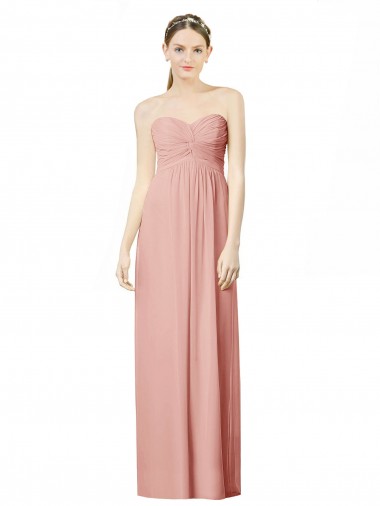 Online Long Chiffon Sweetheart Bridesmaid Dress with Twist Bodice UK
