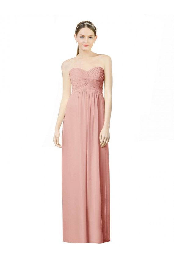 Online Long Chiffon Sweetheart Bridesmaid Dress with Twist Bodice UK