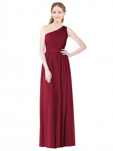 Online One Shoulder Full Length Long Chiffon Bridesmaid Dress. UK