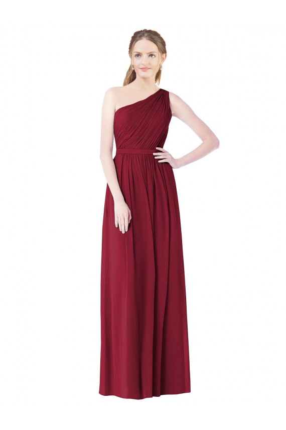 Online One Shoulder Full Length Long Chiffon Bridesmaid Dress. UK
