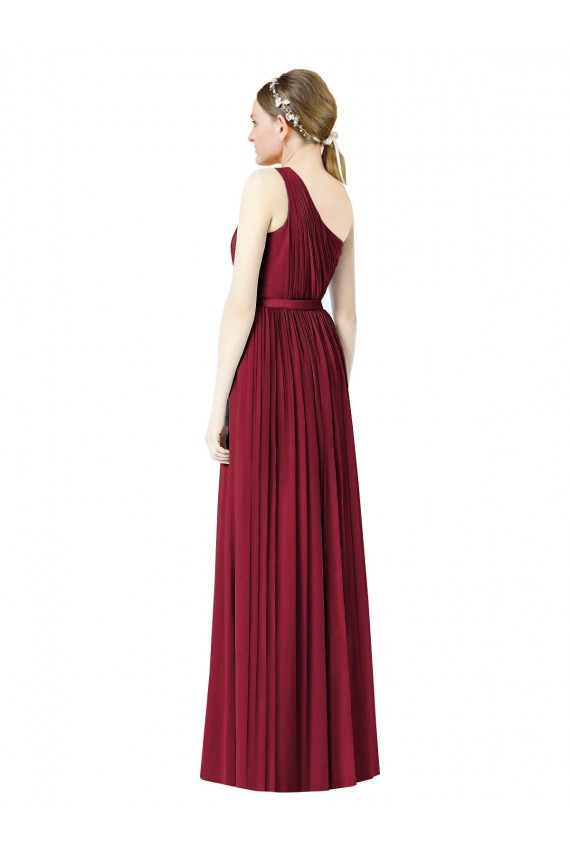 Online One Shoulder Full Length Long Chiffon Bridesmaid Dress. UK