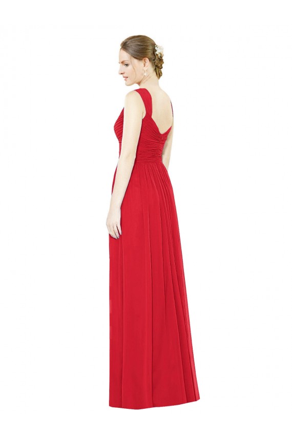 Online Full-Length Long Chiffon Bridesmaid Dress with Side Front Slit UK