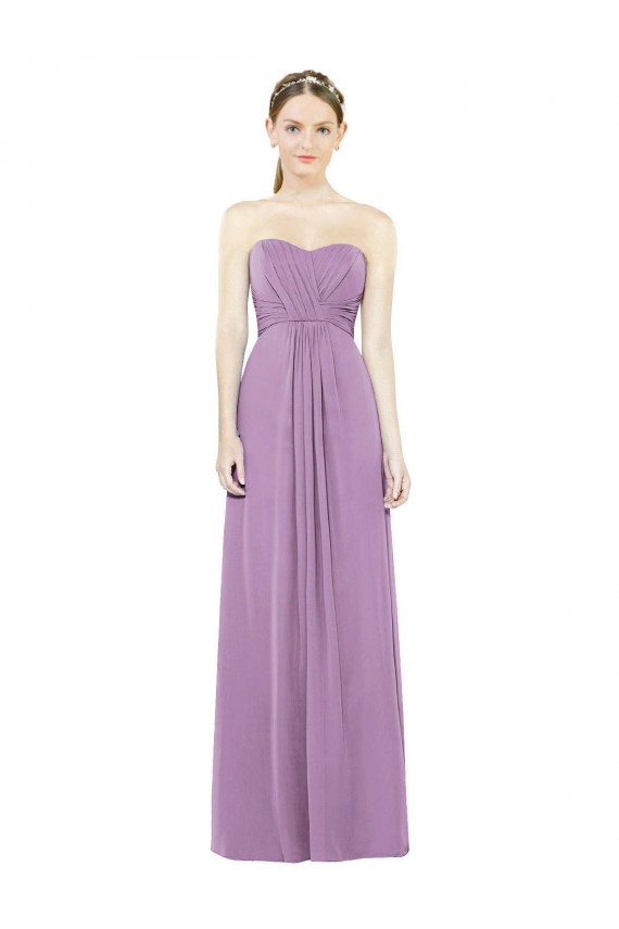 Online Sweetheart Neckline Strapless Chiffon Bridesmaid Dress with Wrap Pleat UK