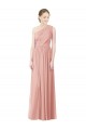 Online One Shoulder Long Chiffon Bridesmaid Dress with Shirred Waistband UK