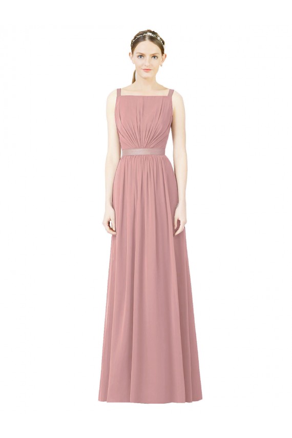 Online High Neck Chiffon Bridesmaid Dress with Low Back UK