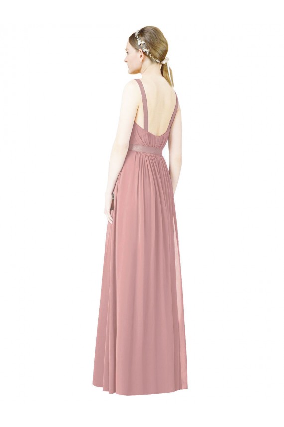 Online High Neck Chiffon Bridesmaid Dress with Low Back UK