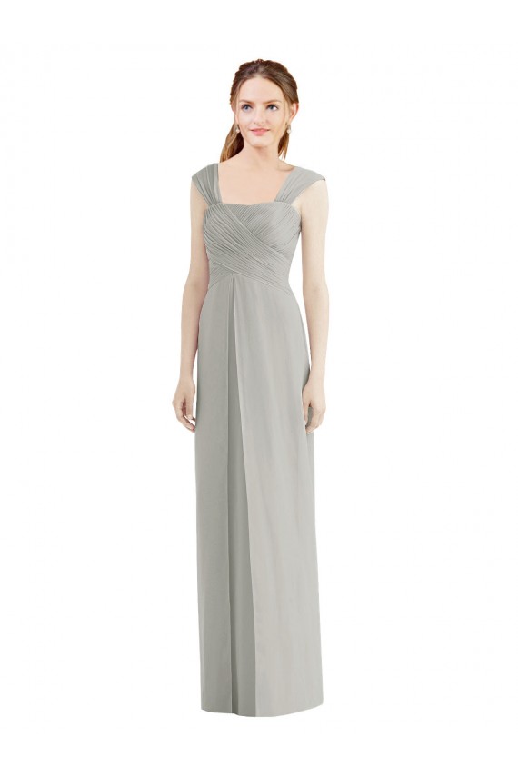 Online Full Length Lux Chiffon Dress with Draped Bodice And Shirred Straps UK