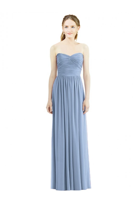 Online Strapless Long Chiffon Dress with Sweetheart Neckline And Draped Bodice UK