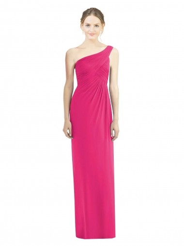 Online One Shoulder Long Chiffon Bridesmaid Dress UK