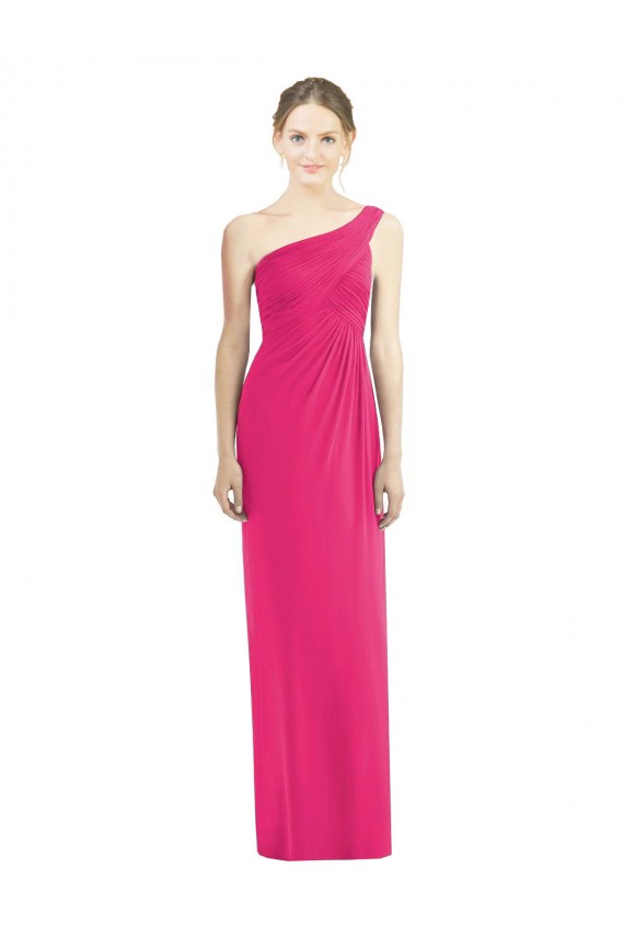 Online One Shoulder Long Chiffon Bridesmaid Dress UK