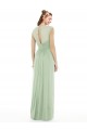 Online Sheer Back Cap Sleeves Long Chiffon Bridesmaid Dress  UK