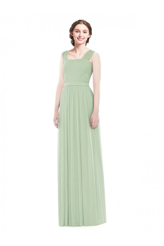 Online Sleeveless Chiffon Long Bridesmaid Dress with Shoulder Straps UK