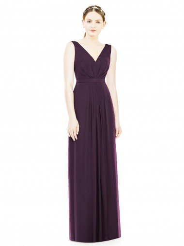 Online V-Neckline Sleevelss Full Length Chiffon Bridesmaid Dress UK