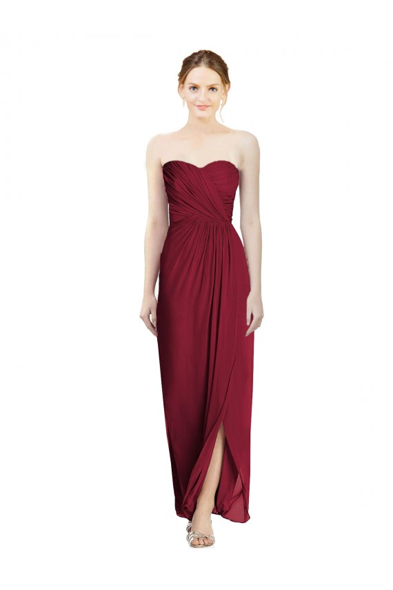 Online Strapless Sweetheart Long Chiffon Bridesmaid Dress UK