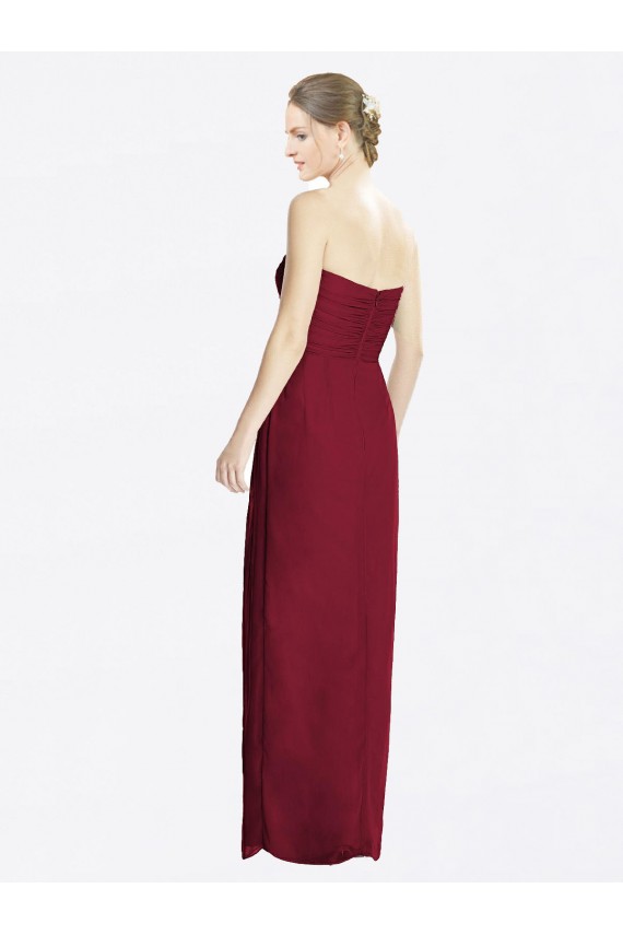 Online Strapless Sweetheart Long Chiffon Bridesmaid Dress UK