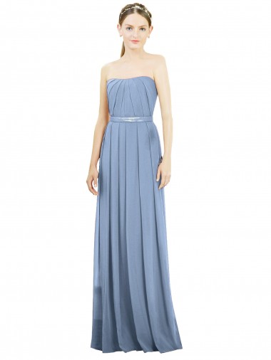 Online V-Pleat Chiffon Full-Length Strapless Bridesmaid Dress UK