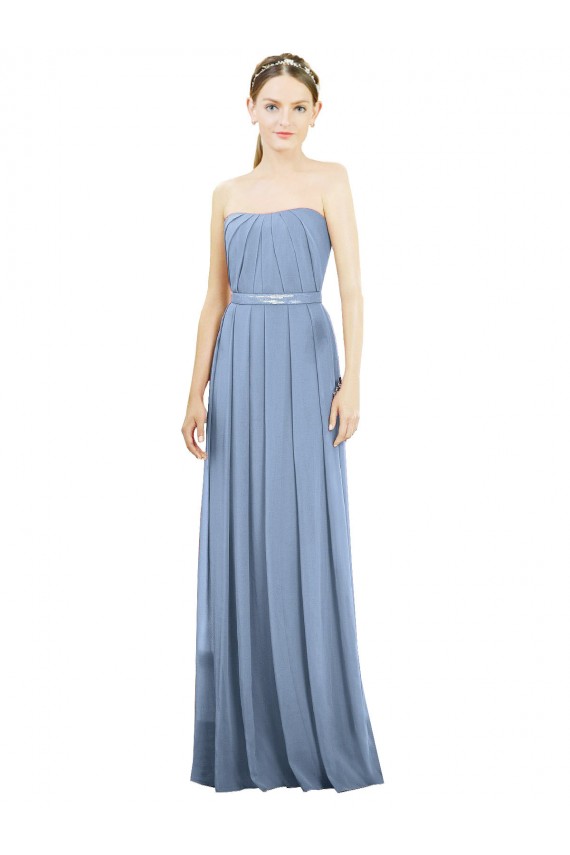 Online V-Pleat Chiffon Full-Length Strapless Bridesmaid Dress UK