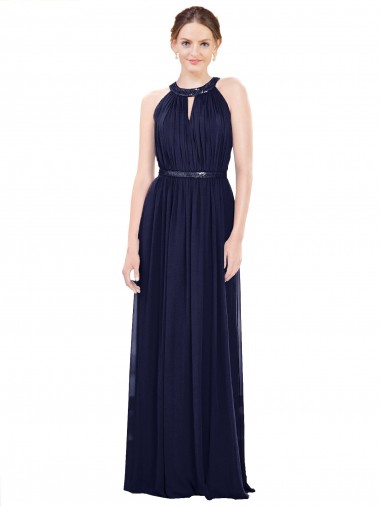 Online Vintage Full-Length Sleeveless Chiffon Bridesmaid Dress  UK