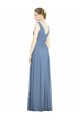 Online Sleeveless Draped Chiffon Maxi Bridesmaid Dress with Front Slit UK