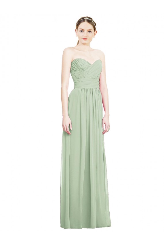 Online Crisscross Draped Full Length Strapless Chiffon Bridesmaid Dress UK