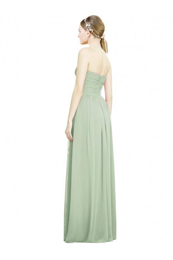Online Crisscross Draped Full Length Strapless Chiffon Bridesmaid Dress UK