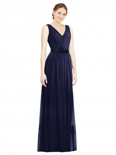Online Full-Length V-Neck Lux Chiffon Bridesmaid Dress with V-Back UK