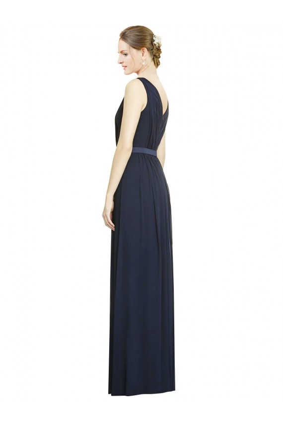 Online Full-Length V-Neck Lux Chiffon Bridesmaid Dress with V-Back UK