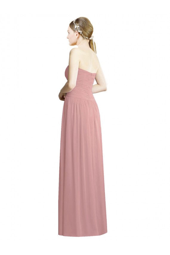 Online Crossover Draped Sweetheart Chiffon Formal Bridesmaid Dress with Front Slit UK