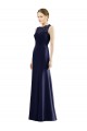 Online Lace Bodice Open Back Trumpet Chiffon Bridesmaid Dress with Bow Belt UK