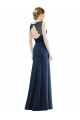 Online Lace Bodice Open Back Trumpet Chiffon Bridesmaid Dress with Bow Belt UK