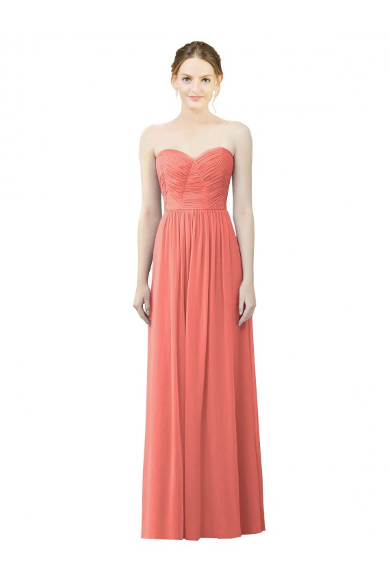 Online Draped Sweetheart Strapless Chiffon Bridesmaid Dress UK
