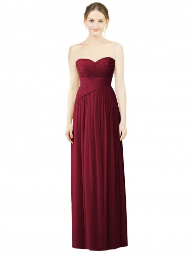 Online Draped Full Length Strapless Chiffon Bridesmaid Dress UK